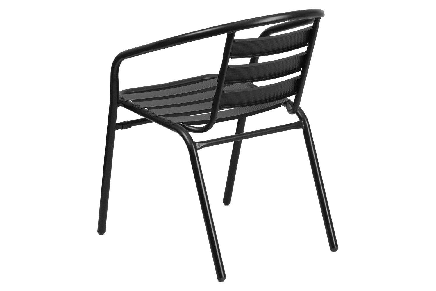 BLNK Lila Metal Restaurant Stack Chair with Aluminum Slats - Black