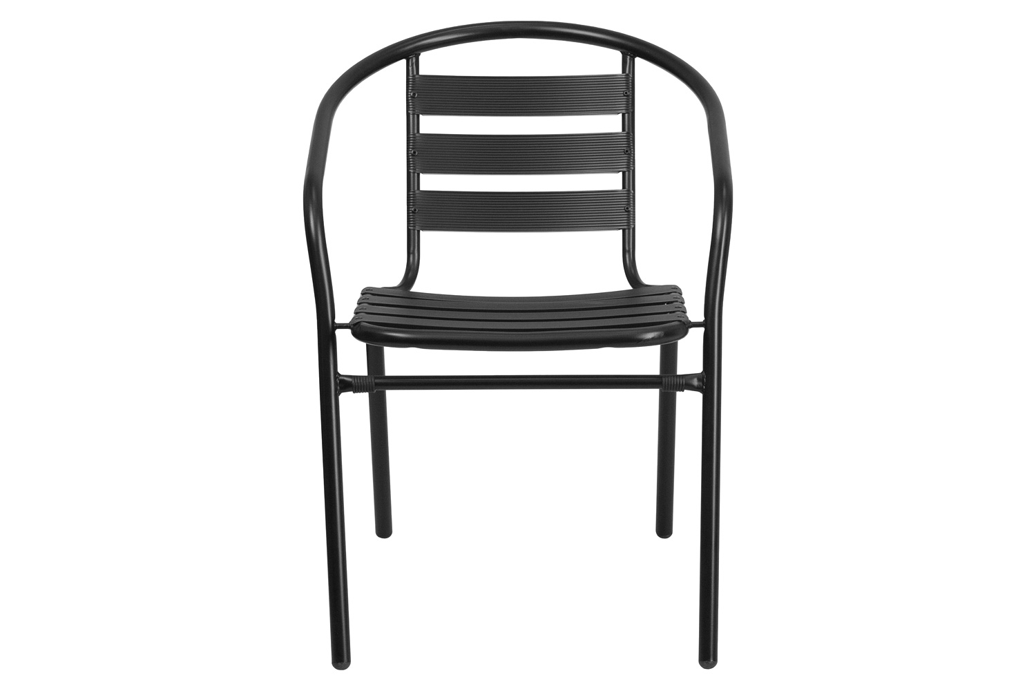 BLNK Lila Metal Restaurant Stack Chair with Aluminum Slats - Black