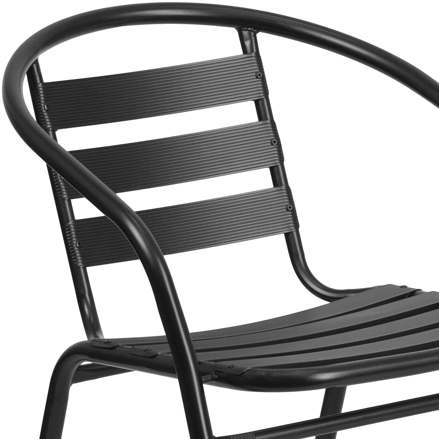 BLNK Lila Metal Restaurant Stack Chair with Aluminum Slats - Black