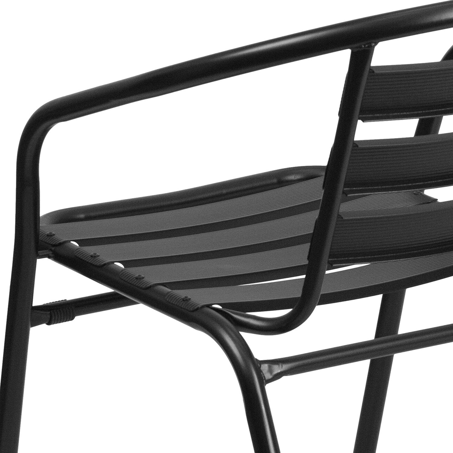 BLNK Lila Metal Restaurant Stack Chair with Aluminum Slats - Black