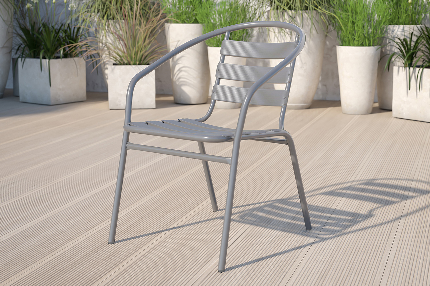 BLNK Lila Metal Restaurant Stack Chair with Aluminum Slats