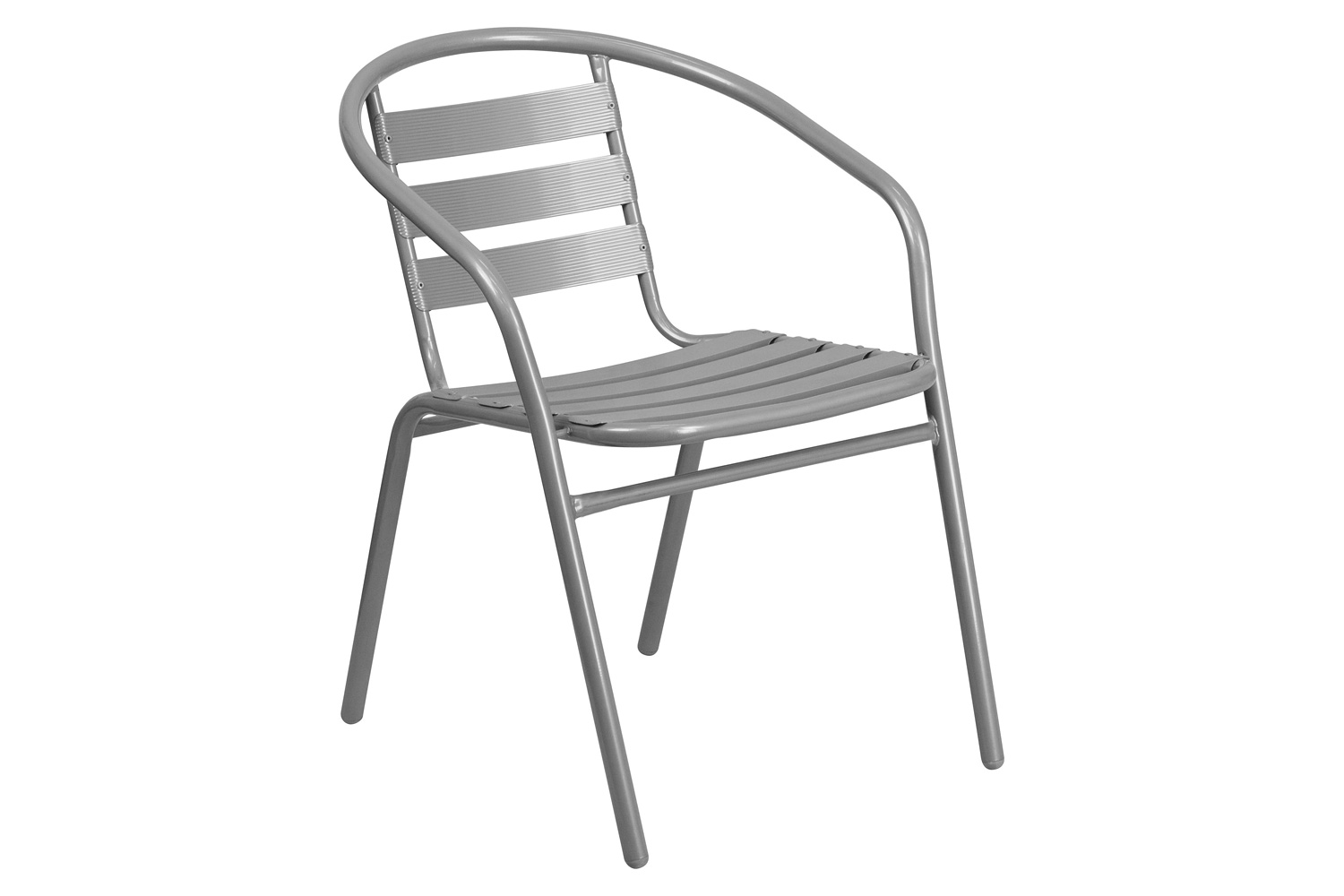 BLNK Lila Metal Restaurant Stack Chair with Aluminum Slats - Silver