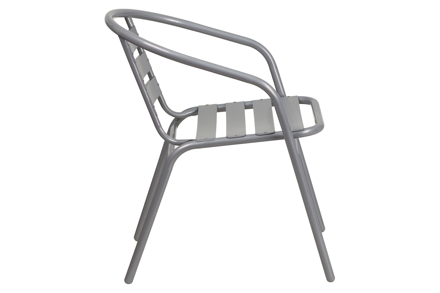 BLNK Lila Metal Restaurant Stack Chair with Aluminum Slats - Silver