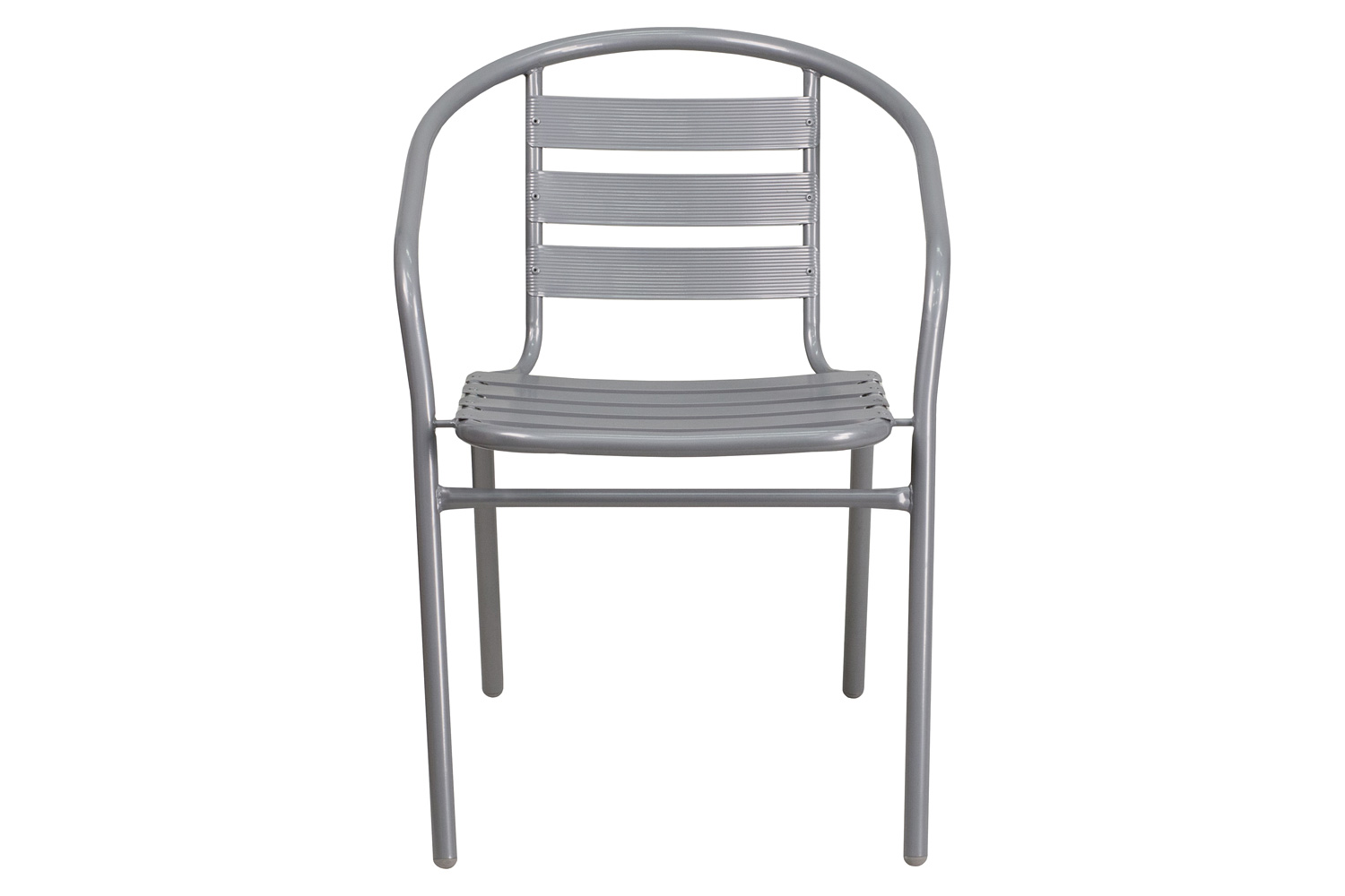 BLNK Lila Metal Restaurant Stack Chair with Aluminum Slats - Silver