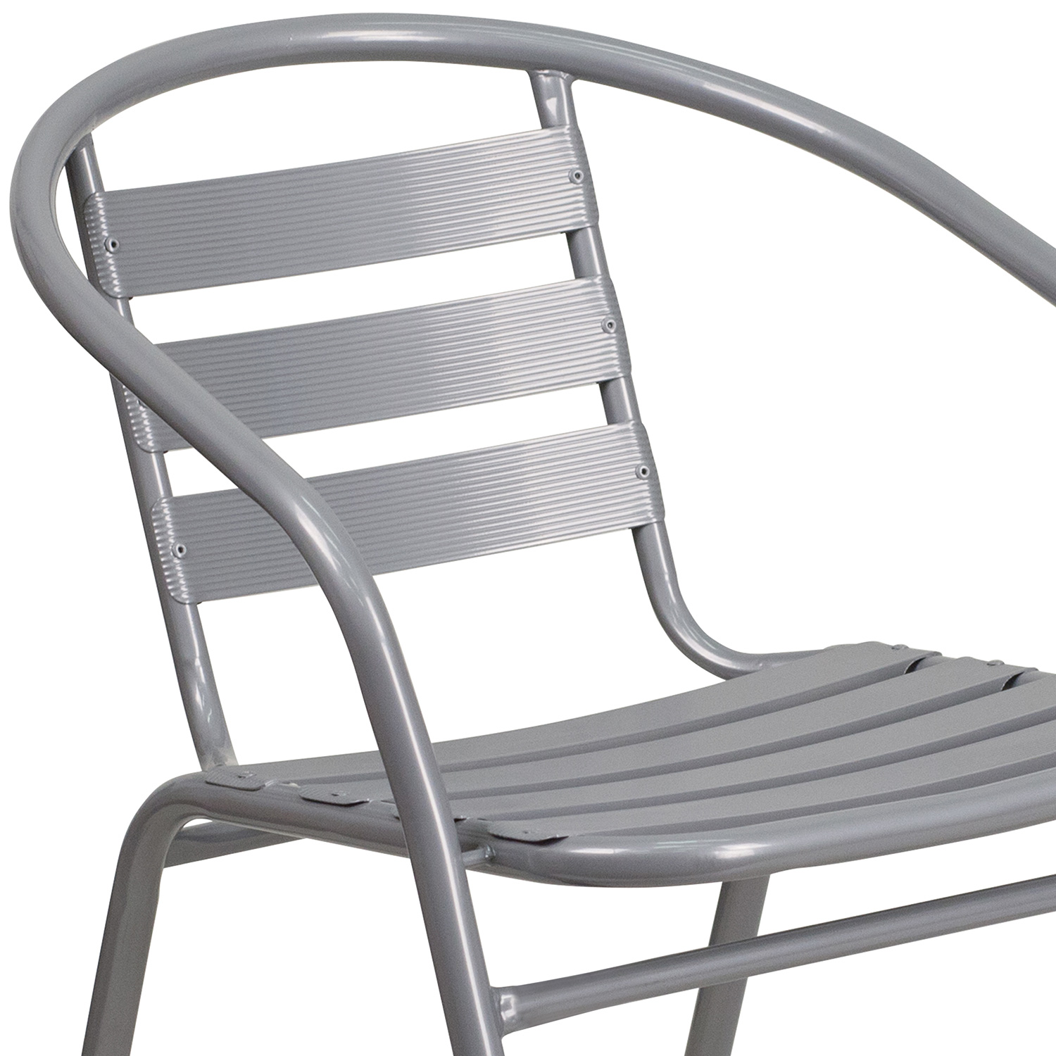 BLNK Lila Metal Restaurant Stack Chair with Aluminum Slats - Silver