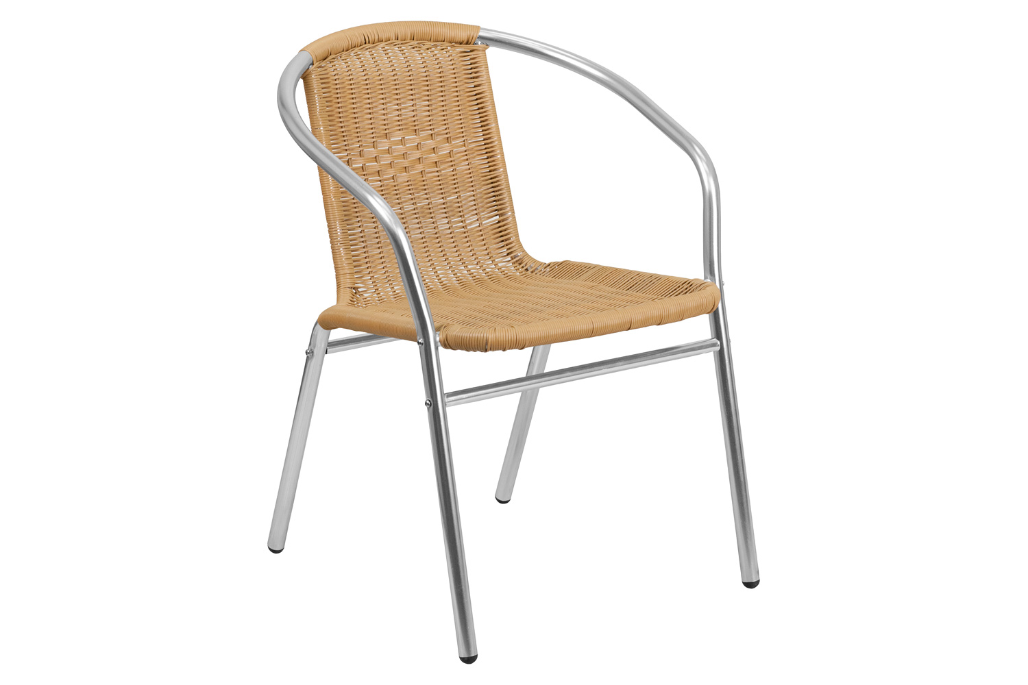 BLNK Lila Commercial Aluminum Rattan Indoor-Outdoor Restaurant Stack Chair - Beige