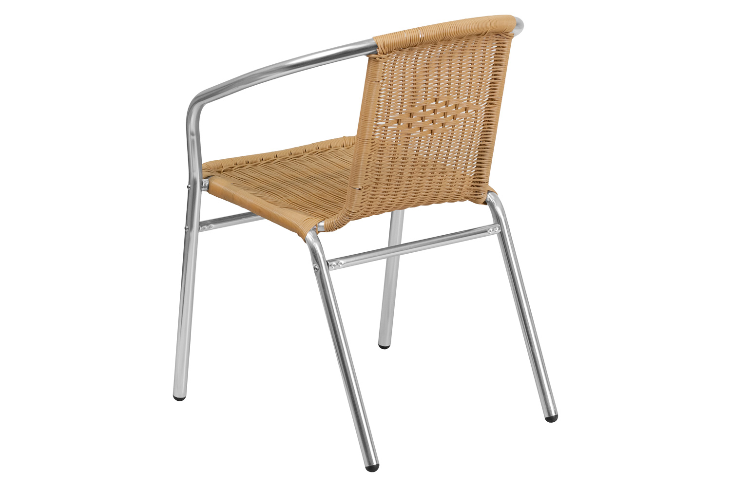 BLNK Lila Commercial Aluminum Rattan Indoor-Outdoor Restaurant Stack Chair - Beige