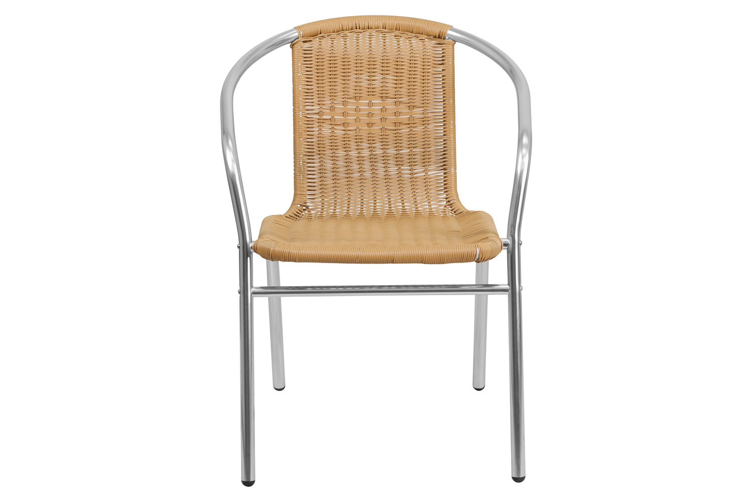 BLNK Lila Commercial Aluminum Rattan Indoor-Outdoor Restaurant Stack Chair - Beige