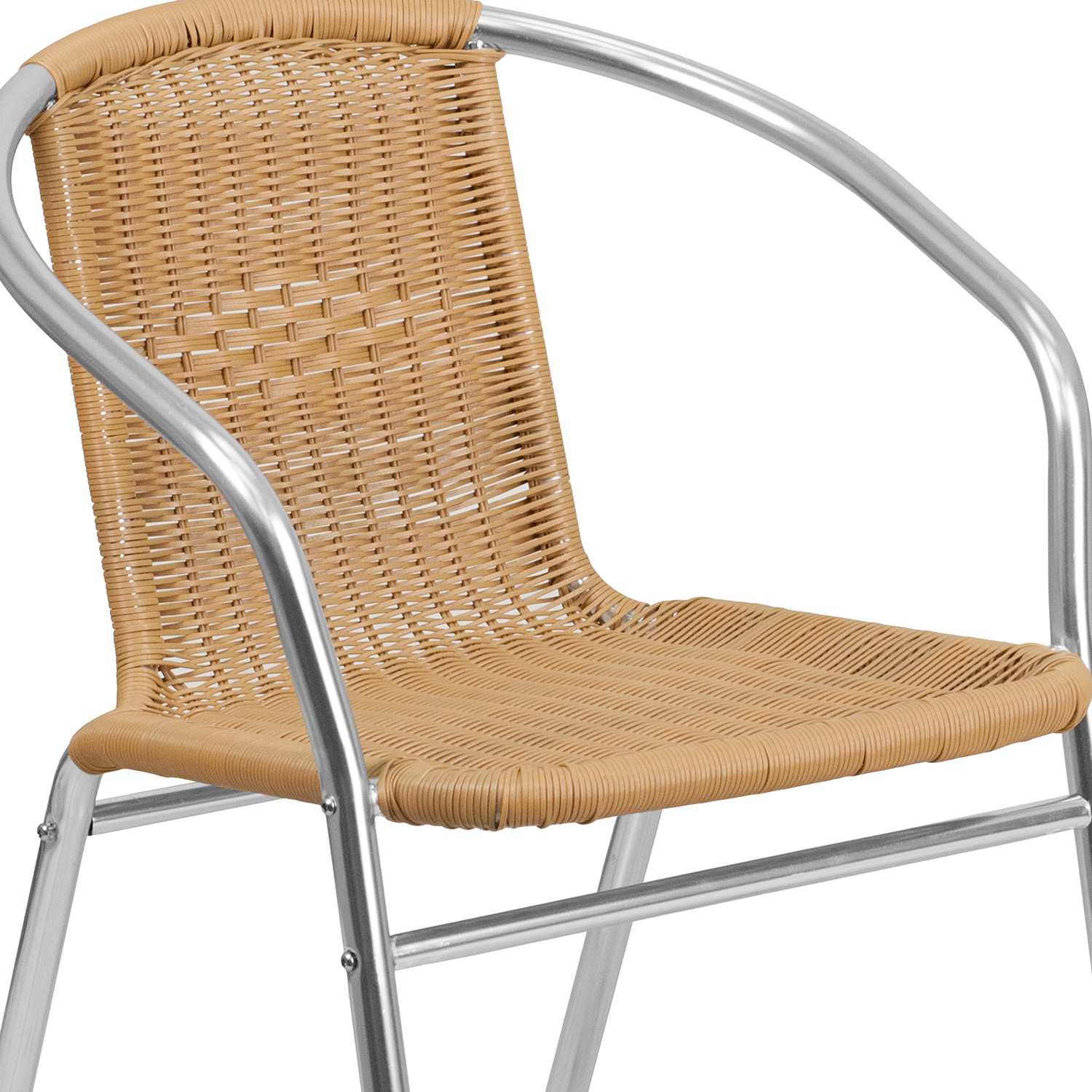 BLNK Lila Commercial Aluminum Rattan Indoor-Outdoor Restaurant Stack Chair - Beige