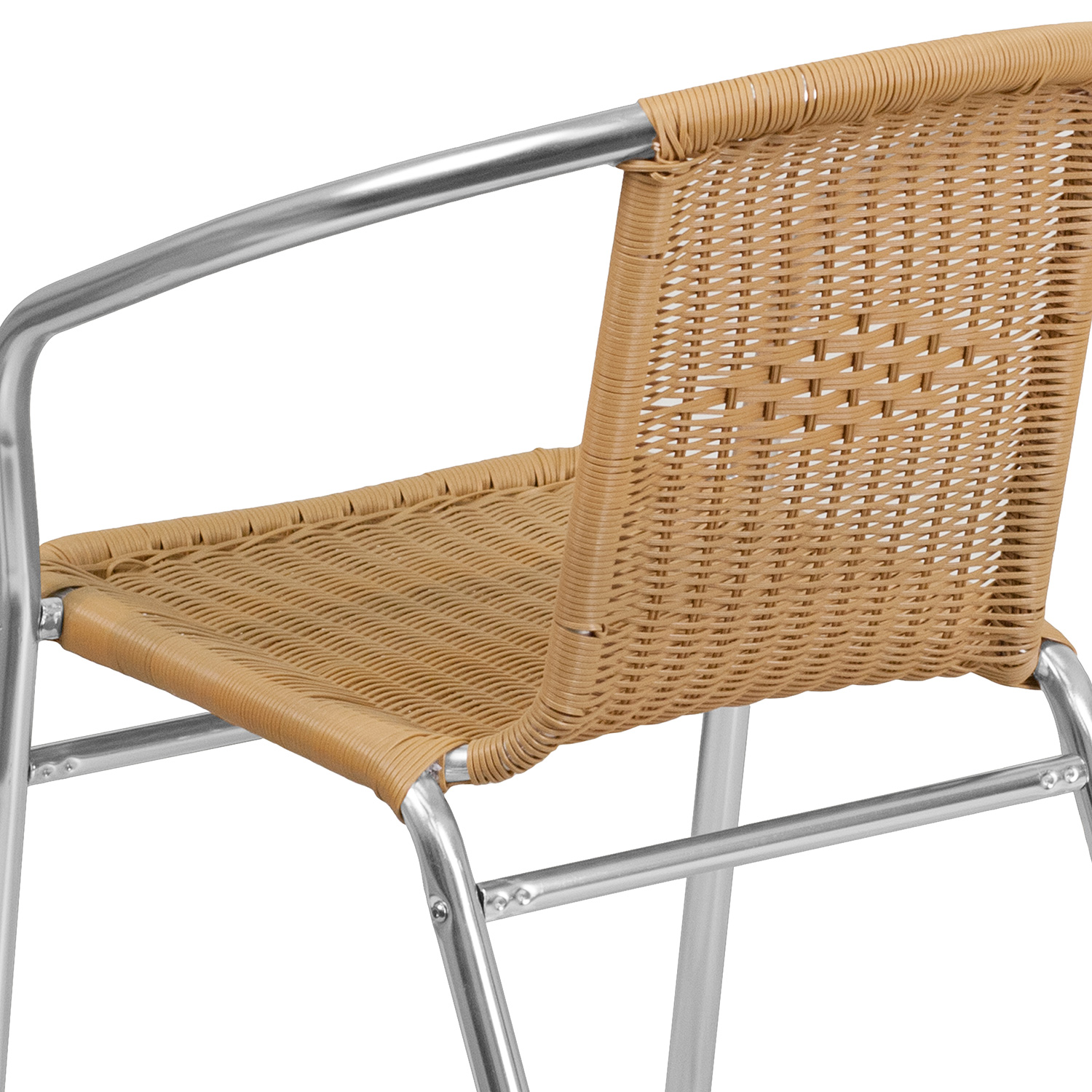 BLNK Lila Commercial Aluminum Rattan Indoor-Outdoor Restaurant Stack Chair - Beige