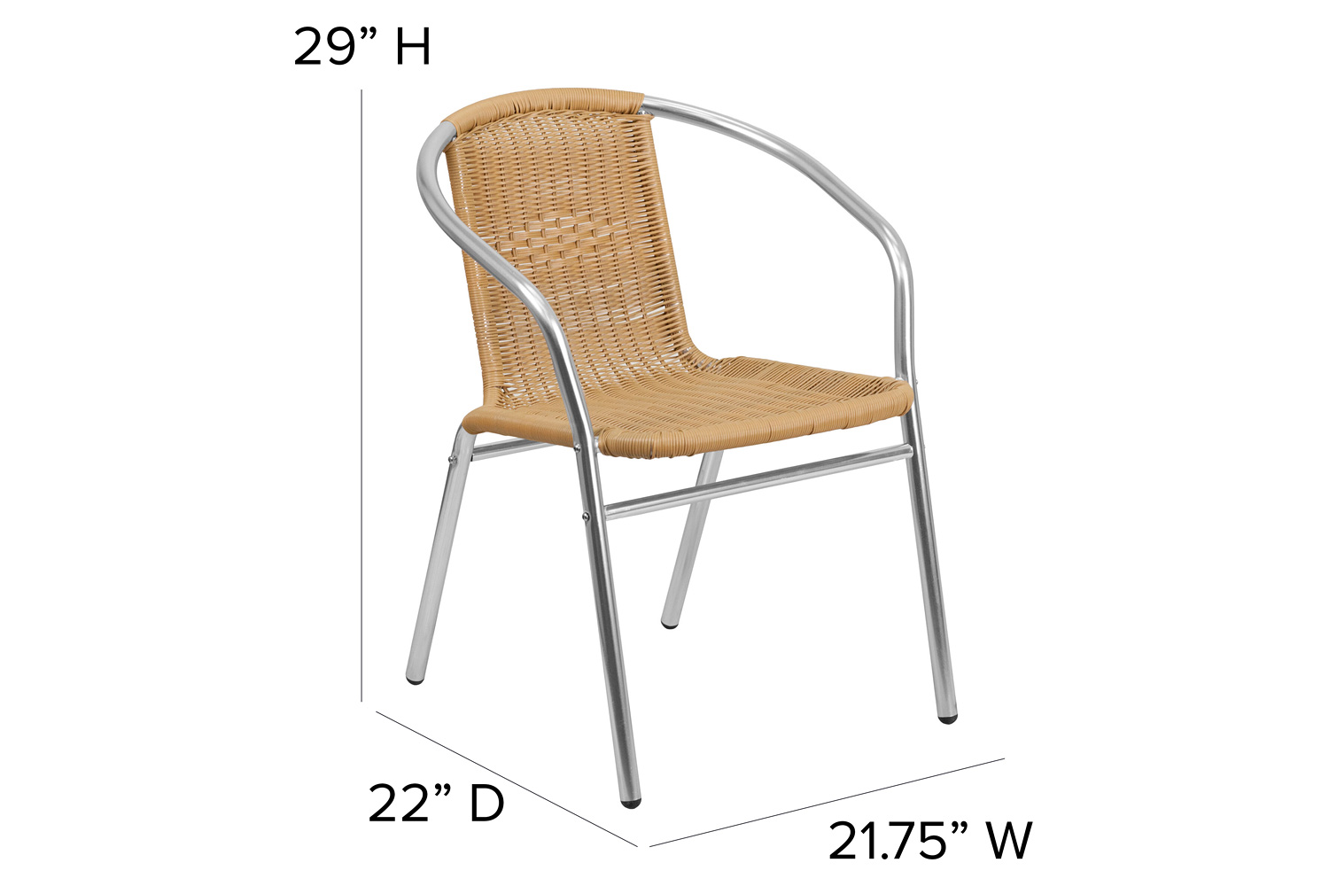 BLNK Lila Commercial Aluminum Rattan Indoor-Outdoor Restaurant Stack Chair - Beige