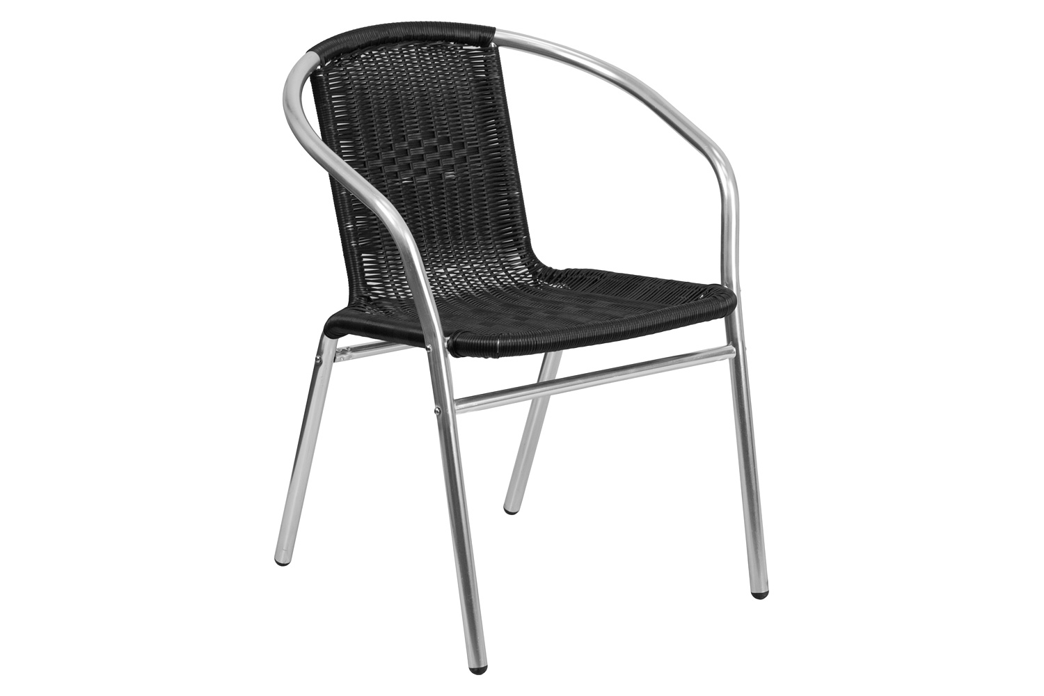 BLNK Lila Commercial Aluminum Rattan Indoor-Outdoor Restaurant Stack Chair - Black