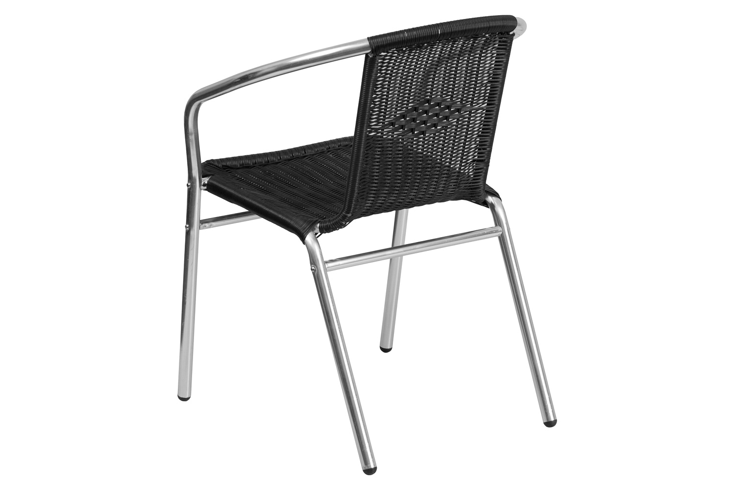 BLNK Lila Commercial Aluminum Rattan Indoor-Outdoor Restaurant Stack Chair - Black