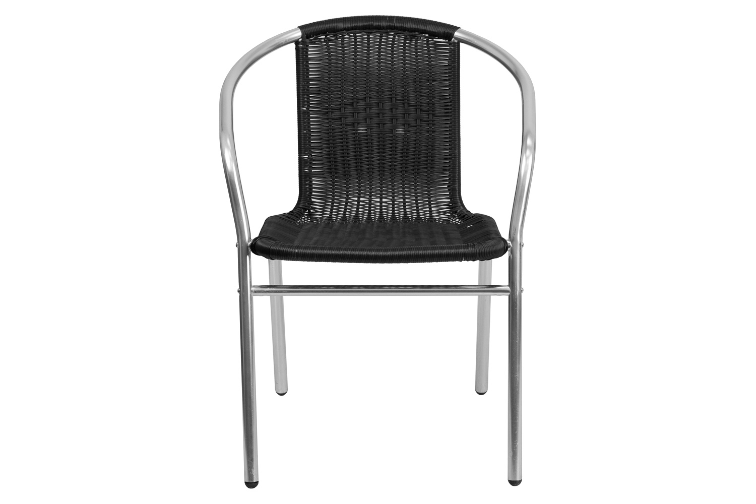 BLNK Lila Commercial Aluminum Rattan Indoor-Outdoor Restaurant Stack Chair - Black