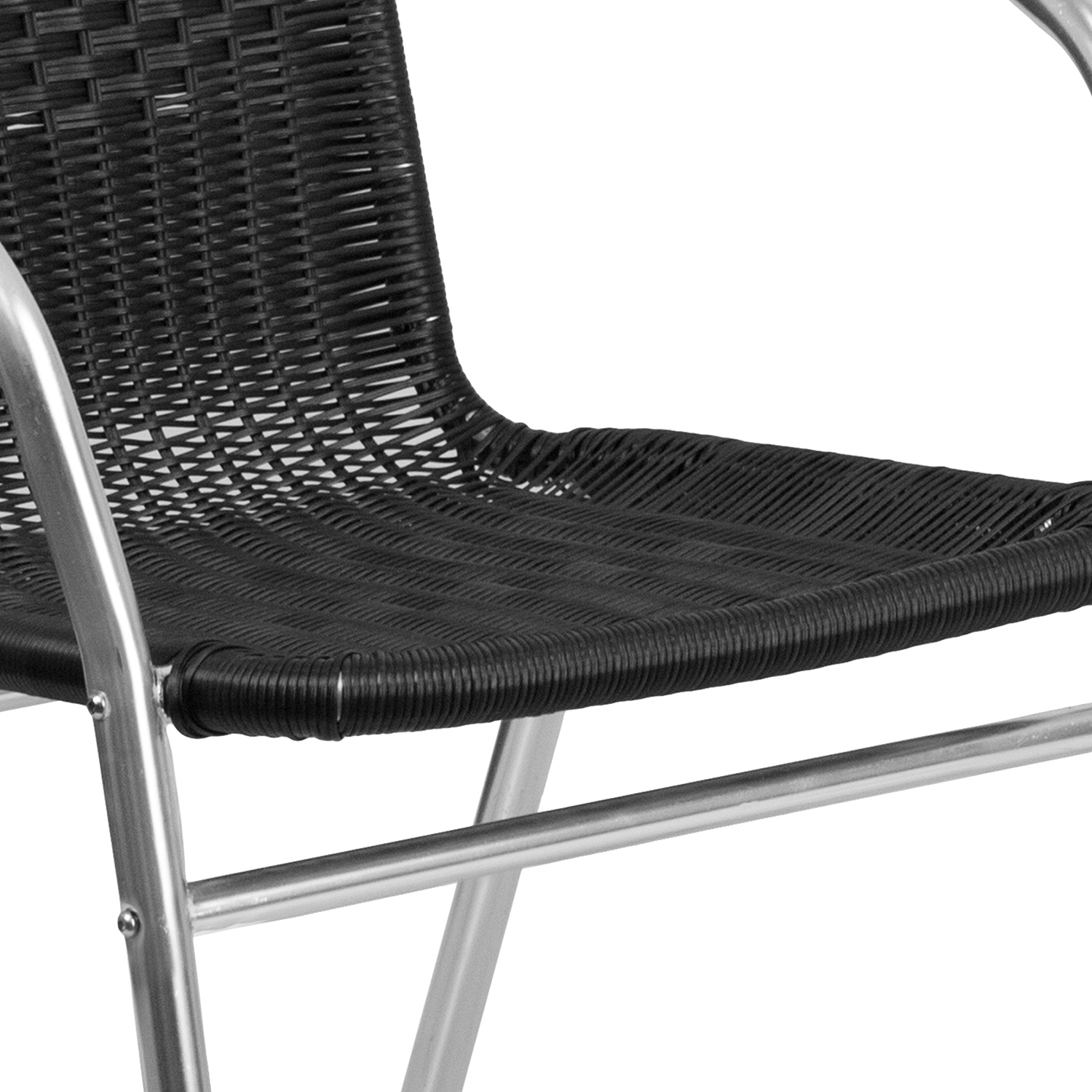 BLNK Lila Commercial Aluminum Rattan Indoor-Outdoor Restaurant Stack Chair - Black