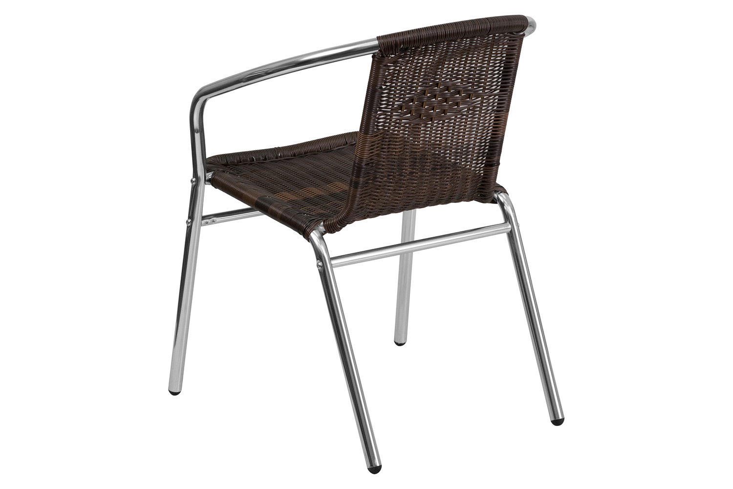 BLNK Lila Commercial Aluminum Rattan Indoor-Outdoor Restaurant Stack Chair - Dark Brown