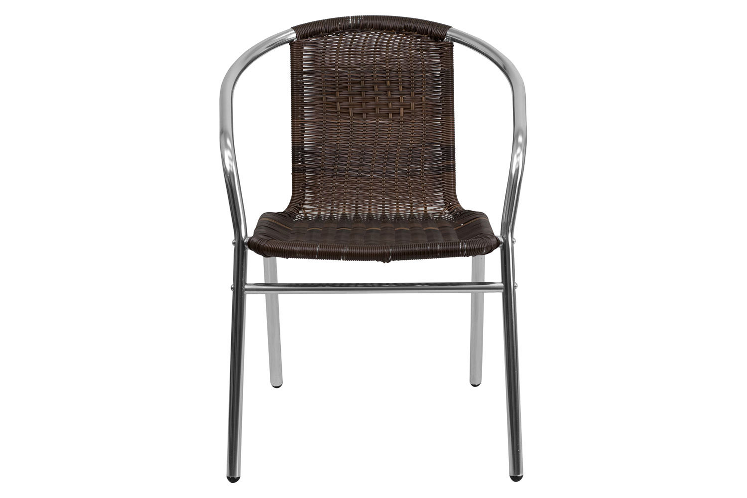 BLNK Lila Commercial Aluminum Rattan Indoor-Outdoor Restaurant Stack Chair - Dark Brown