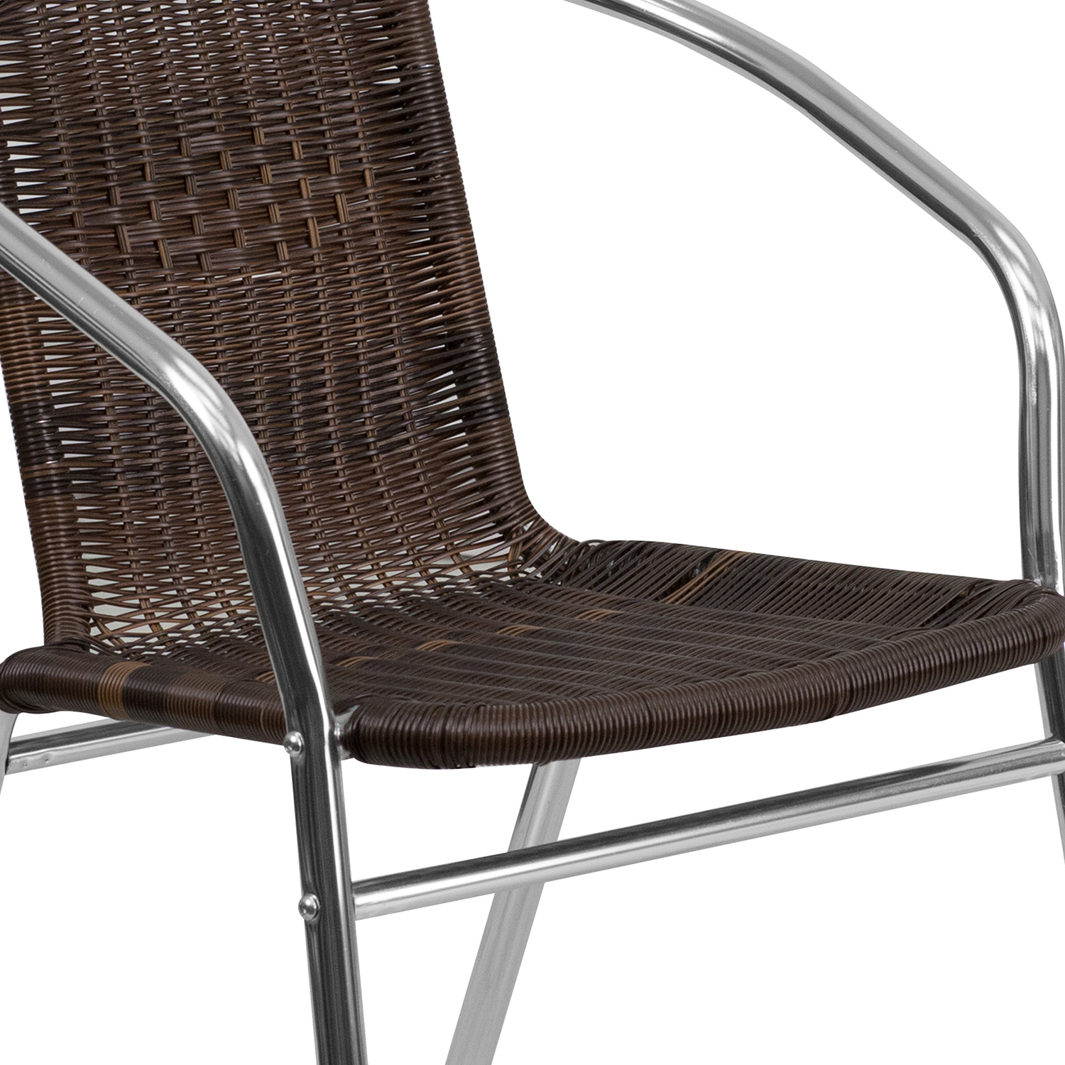 BLNK Lila Commercial Aluminum Rattan Indoor-Outdoor Restaurant Stack Chair - Dark Brown