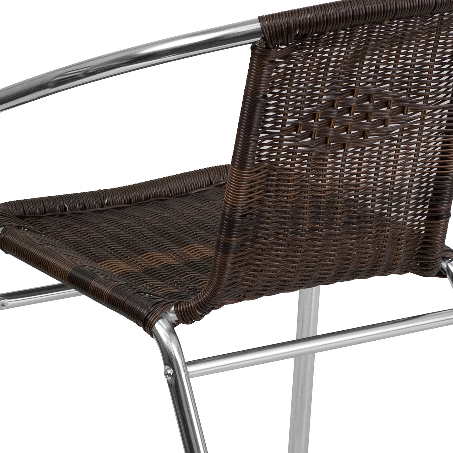 BLNK Lila Commercial Aluminum Rattan Indoor-Outdoor Restaurant Stack Chair - Dark Brown