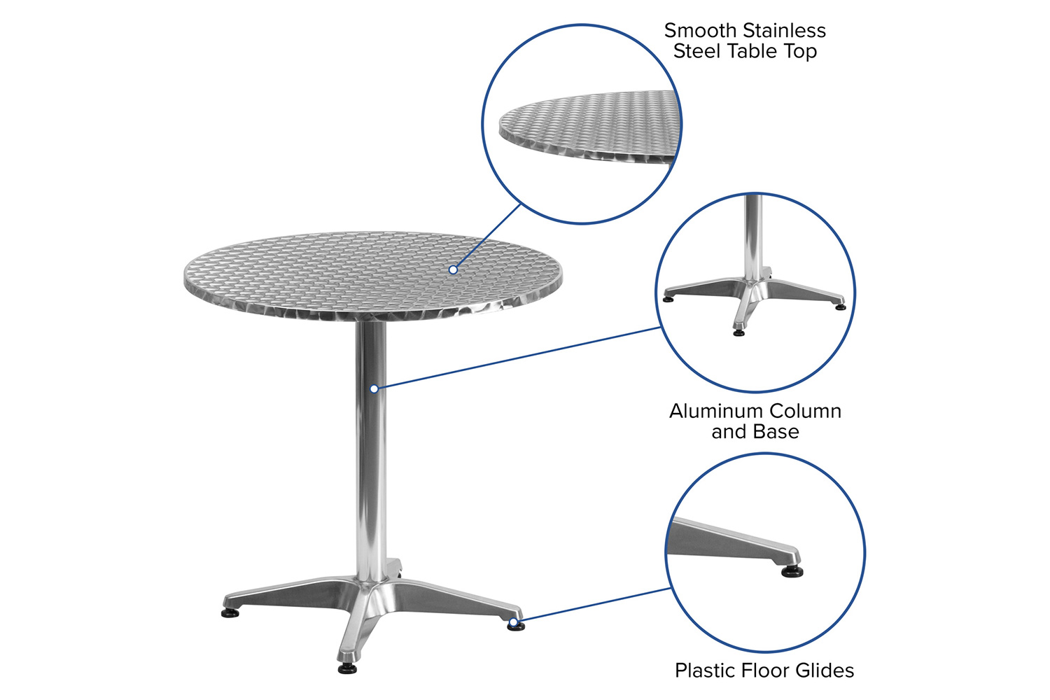 BLNK Mellie Round Aluminum Indoor-Outdoor Table with Base - 27.5"D