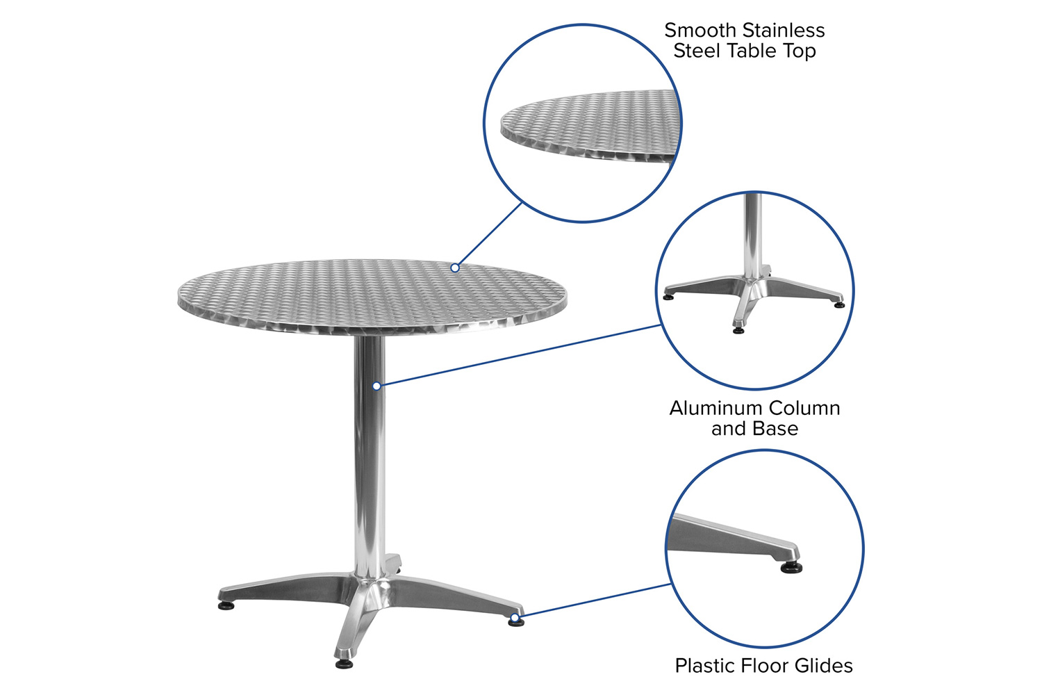 BLNK Mellie Round Aluminum Indoor-Outdoor Table with Base - 31.5"D