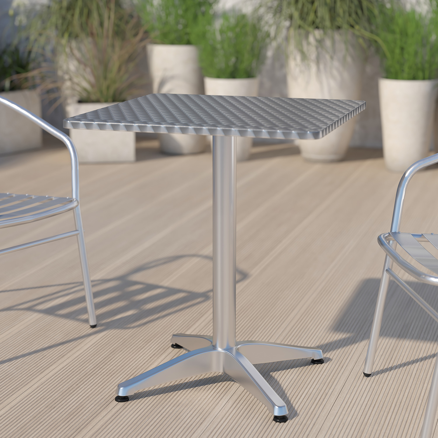 BLNK Mellie Square Aluminum Indoor-Outdoor Table with Base