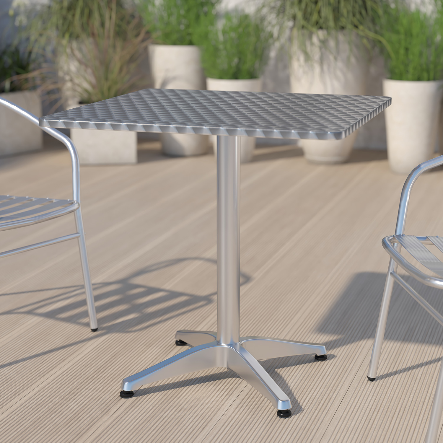 BLNK Mellie Square Aluminum Indoor-Outdoor Table with Base