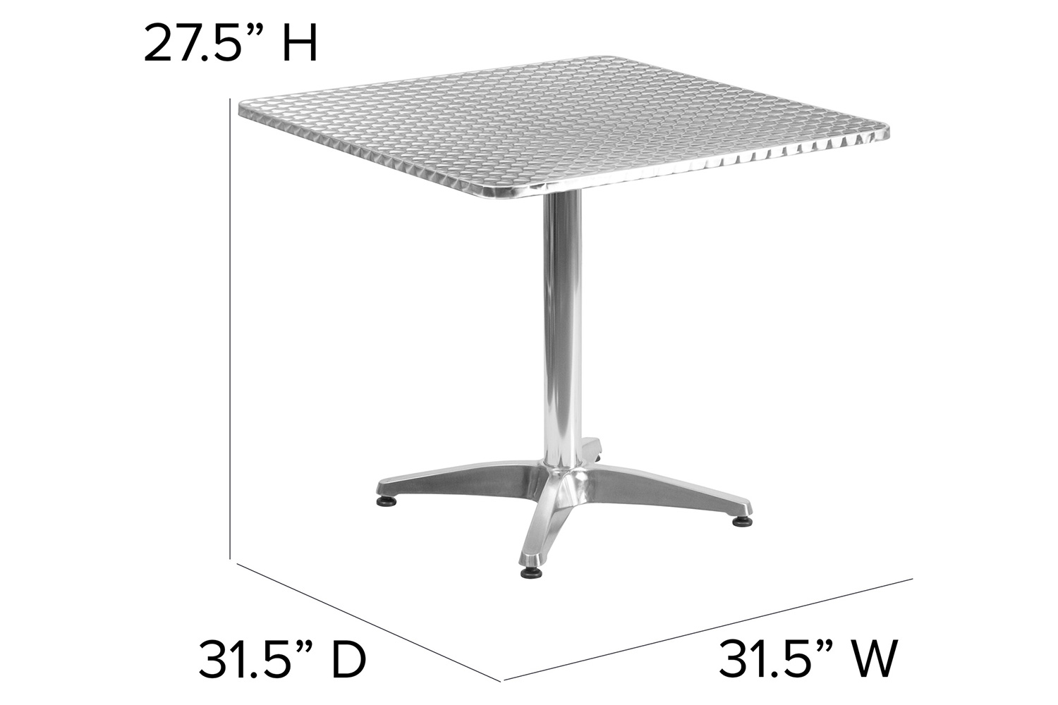 BLNK Mellie Square Aluminum Indoor-Outdoor Table with Base - 31.5"W