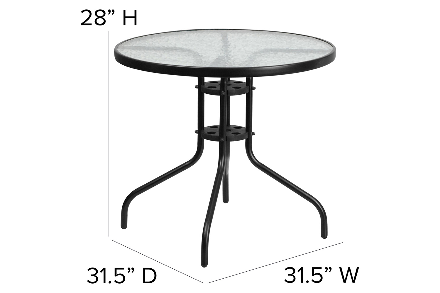 BLNK - Lila Round Table with 4 Black Metal Aluminum Slat Stack Chairs