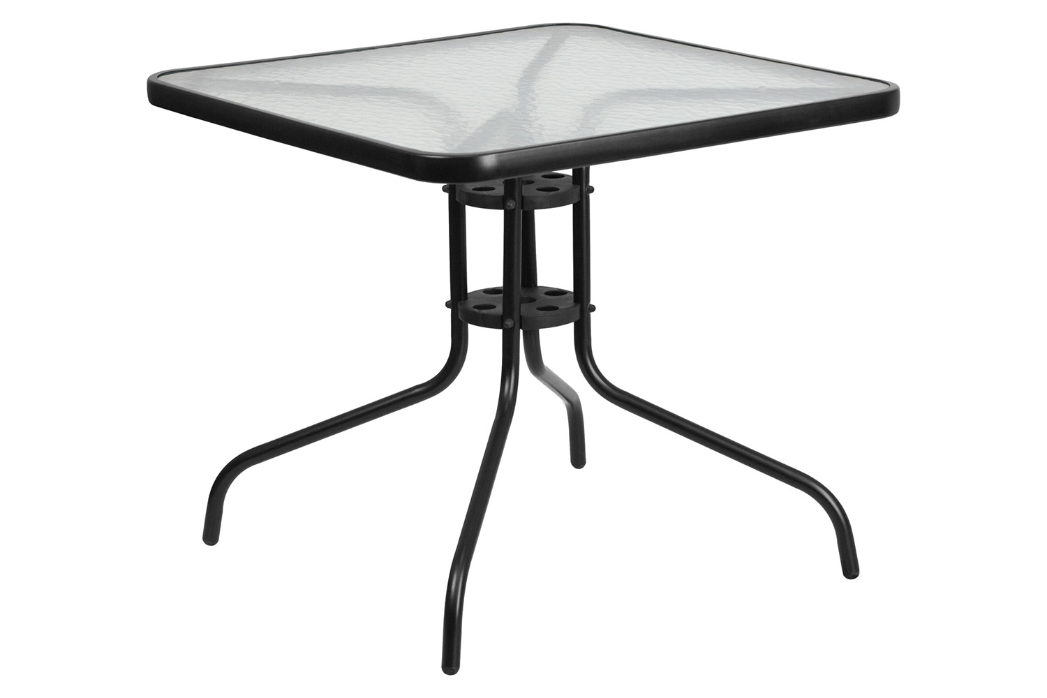 BLNK - Lila Square Table with 4 Black Metal Aluminum Slat Stack Chairs