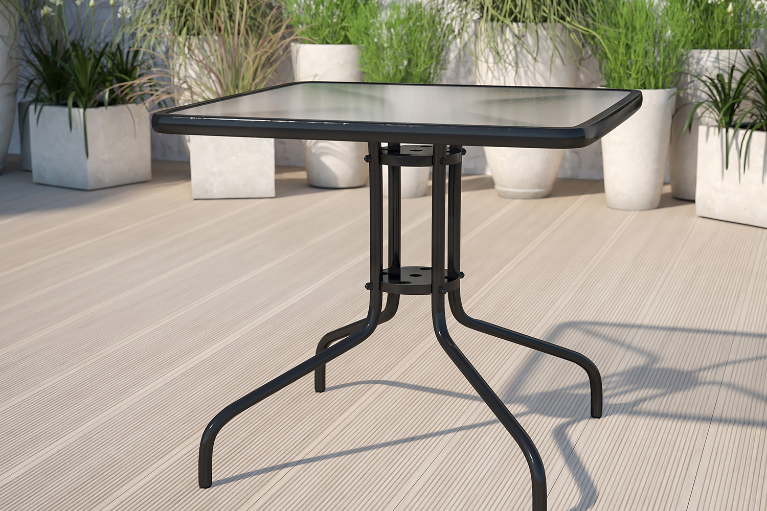 BLNK Square Metal Tempered Glass Table