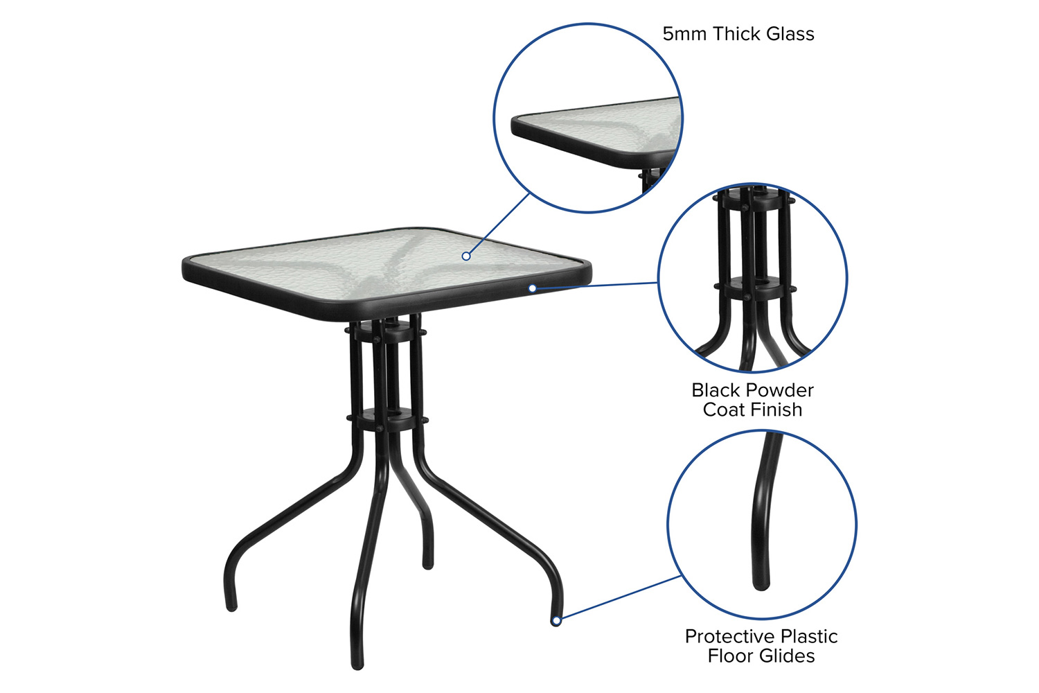 BLNK Brazos Outdoor Patio Dining Set with Square Tempered Glass Patio Table and 2 Flex Comfort Stack Chairs 3 Piece - Brown