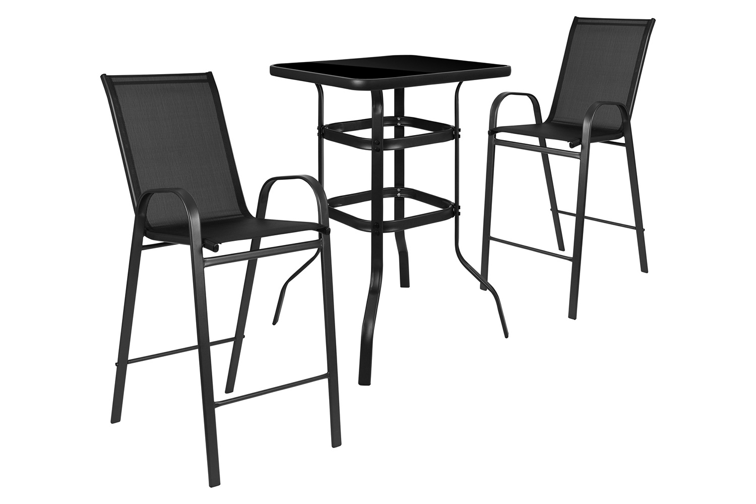 BLNK Brazos Outdoor 2-Person Bistro Dining Set - Black