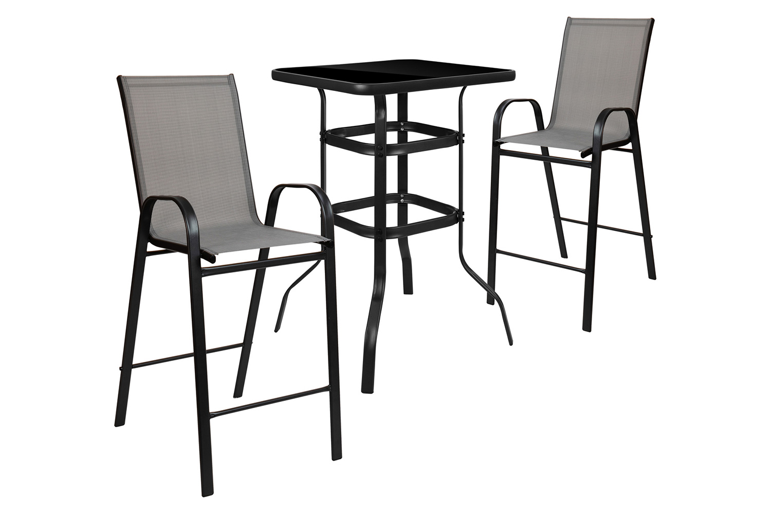 BLNK Brazos Outdoor 2-Person Bistro Dining Set - Gray