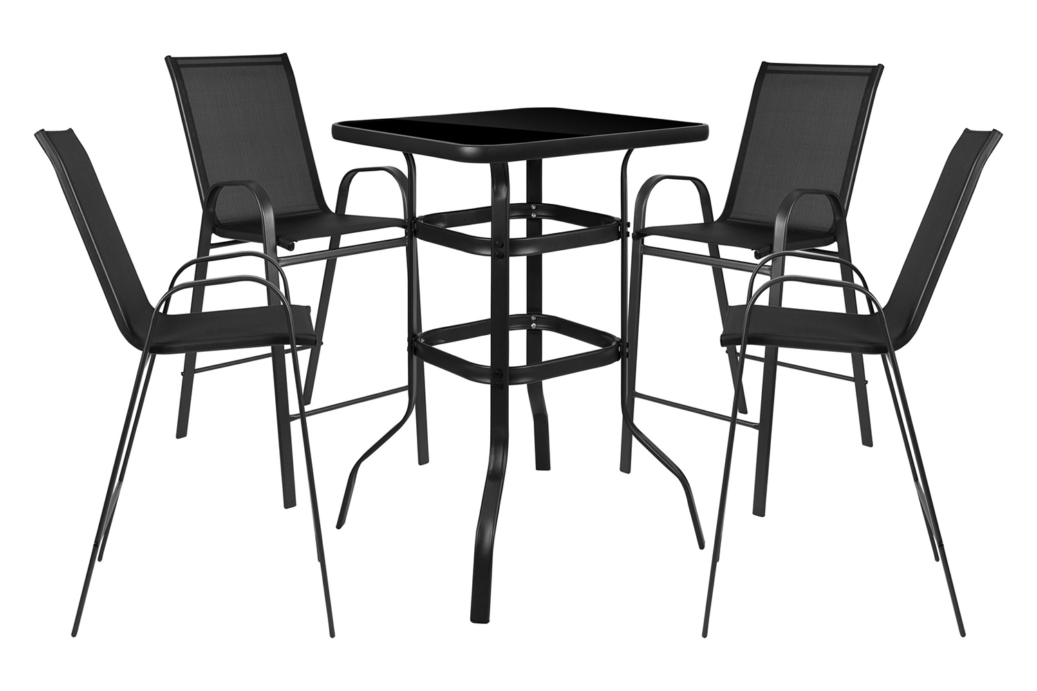 BLNK Brazos Outdoor 4-Person Bistro Dining Set - Black