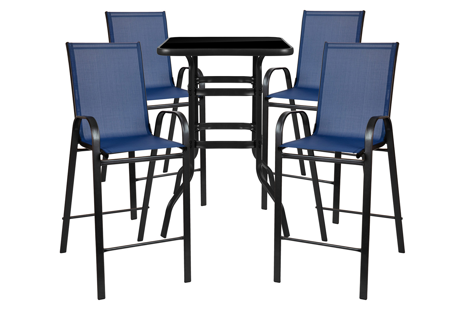 BLNK Brazos Outdoor 4-Person Bistro Dining Set - Navy