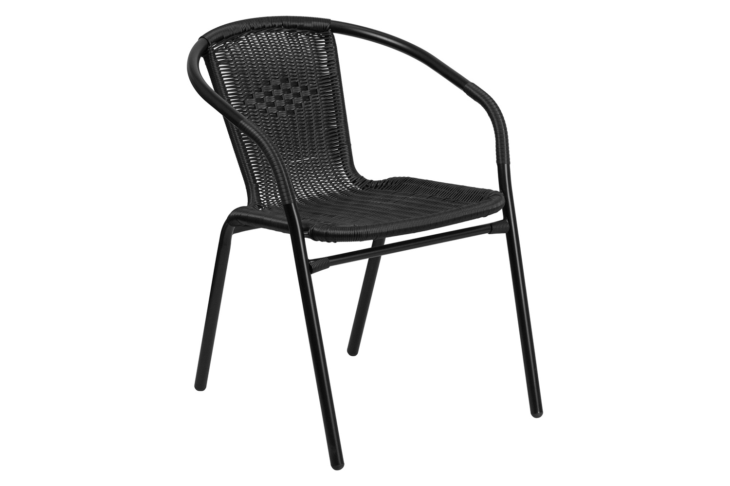 BLNK Lila Square Table with Rattan Edging and 2 Rattan Stack Chairs - Black