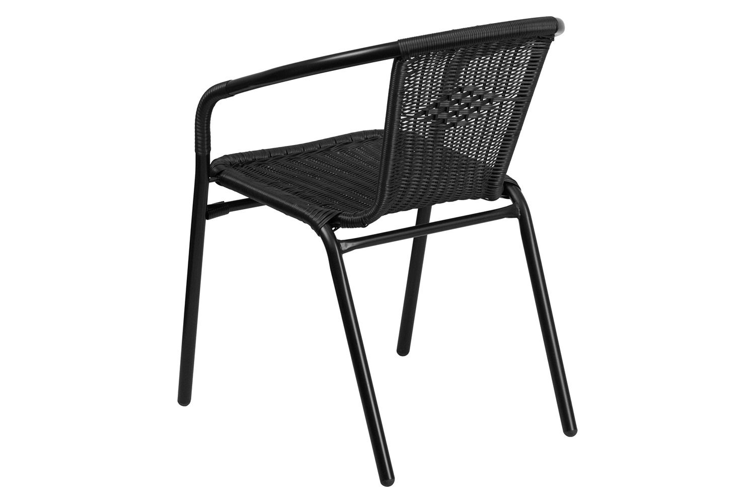 BLNK Lila Square Table with Rattan Edging and 2 Rattan Stack Chairs - Black