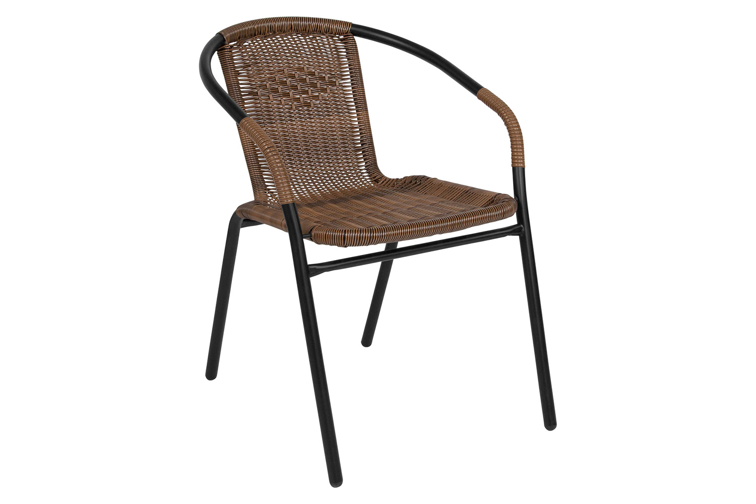 BLNK Lila Square Table with Rattan Edging and 2 Rattan Stack Chairs - Dark Brown