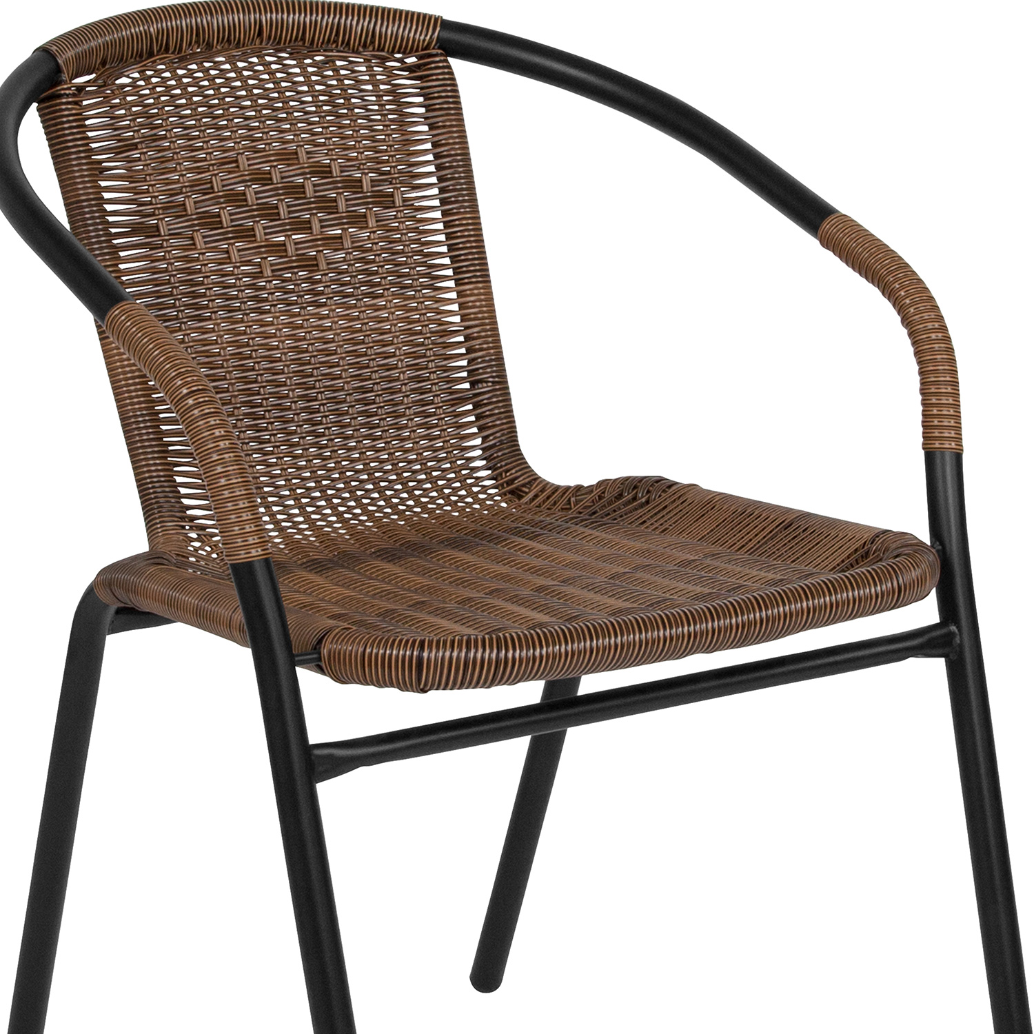 BLNK Lila Square Table with Rattan Edging and 2 Rattan Stack Chairs - Dark Brown