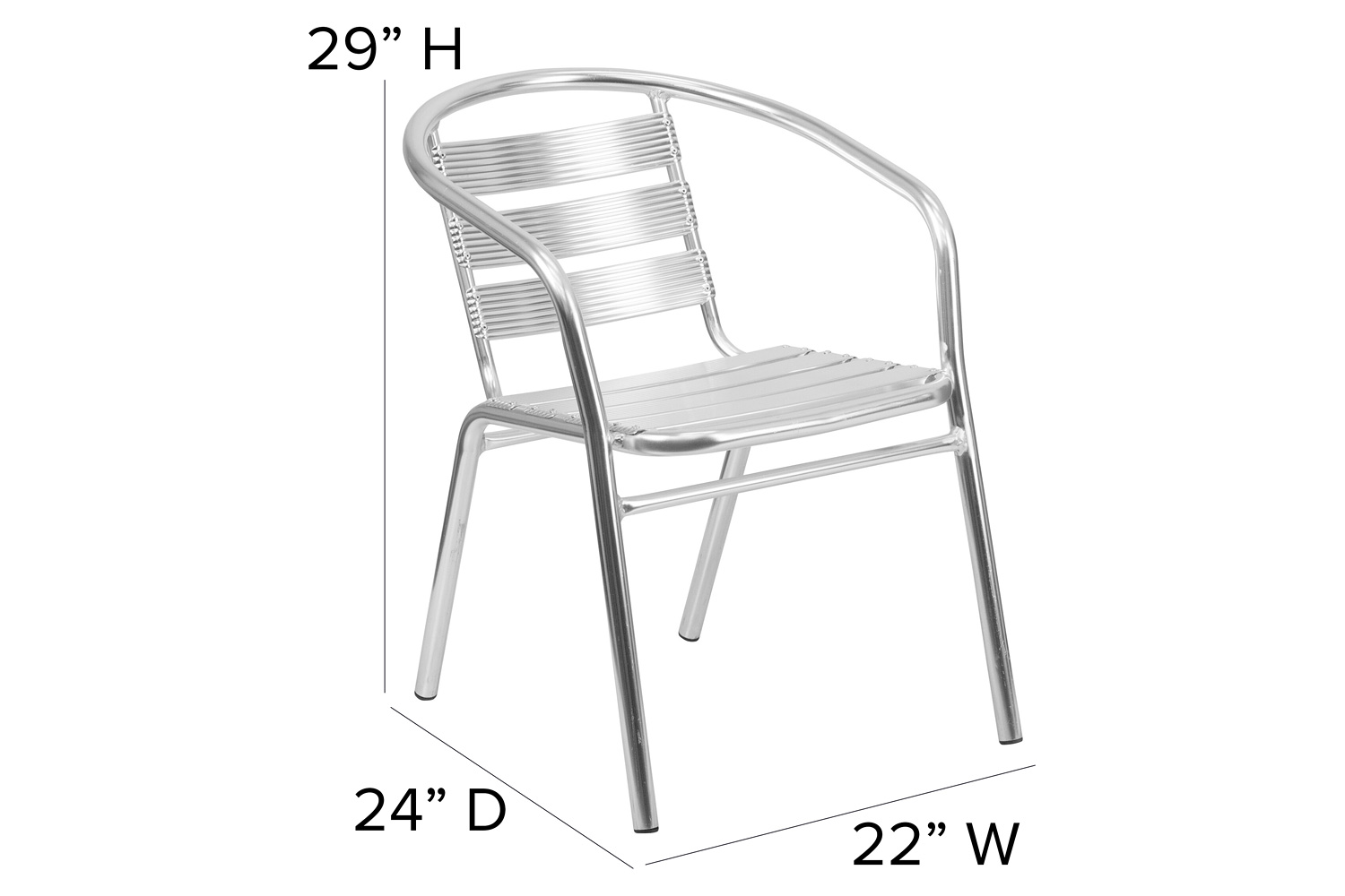 BLNK - Lila Heavy Duty Commercial Aluminum Indoor-Outdoor Restaurant Stack Chair with Triple Slat Back