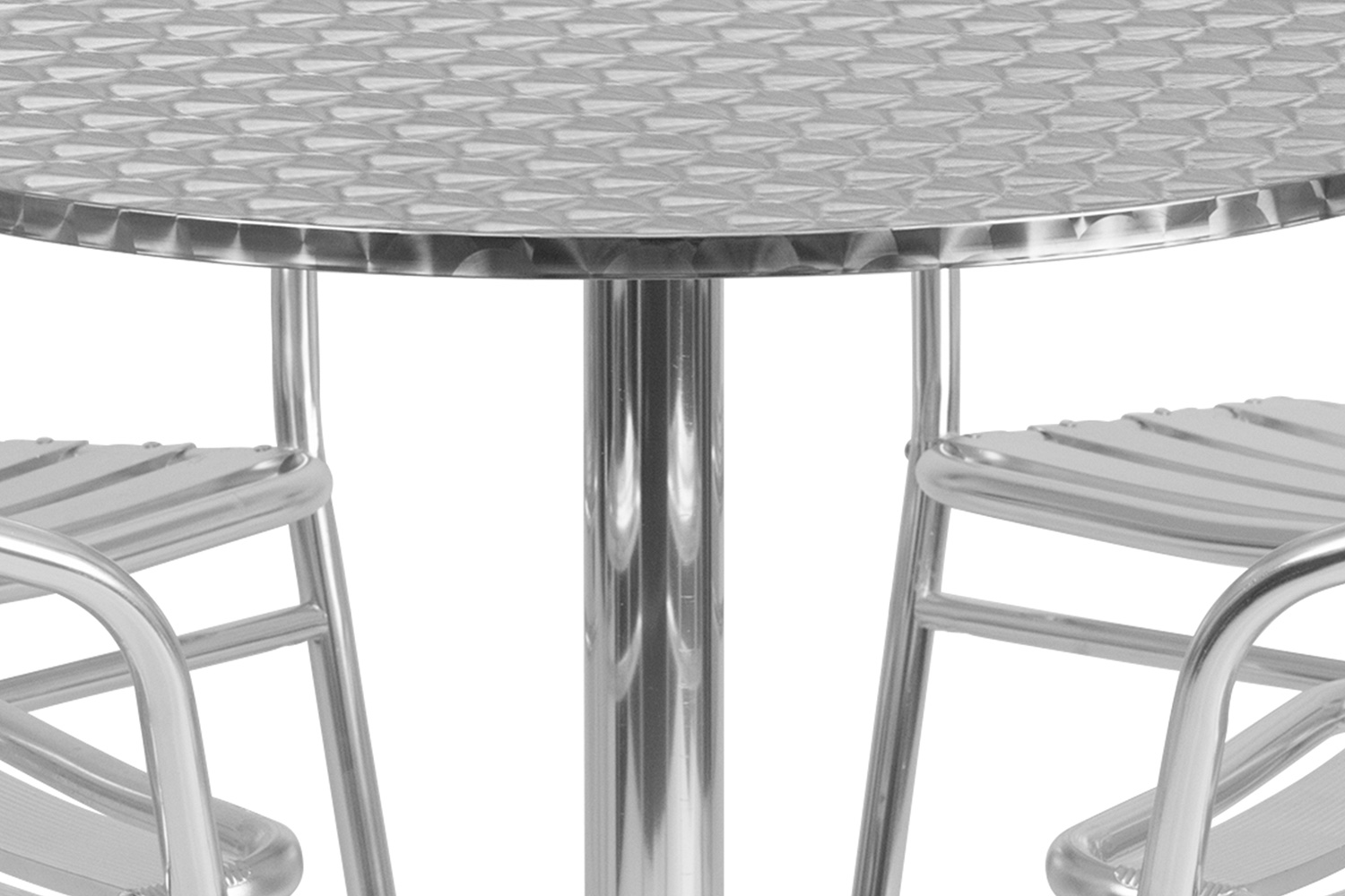 BLNK Lila Round Aluminum Indoor-Outdoor Table Set with 4 Slat Back Chairs - 31.5"D