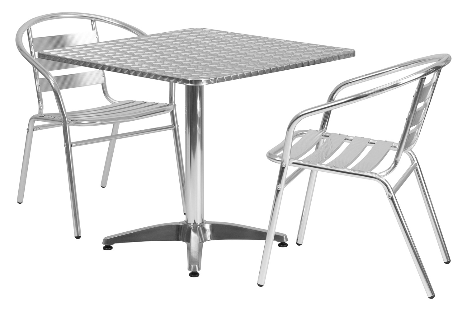 BLNK Lila Square Aluminum Indoor-Outdoor Table Set with 2 Slat Back Chairs - 31.5"W