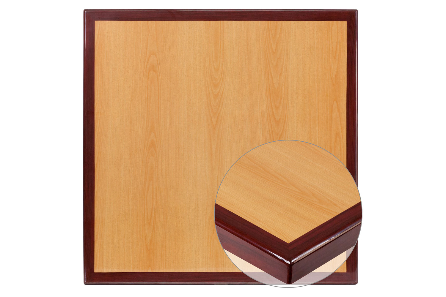 BLNK Glenbrook Square Resin 2-Tone High-Gloss Cherry-Mahogany Table Top with 2" Thick Drop-Lip