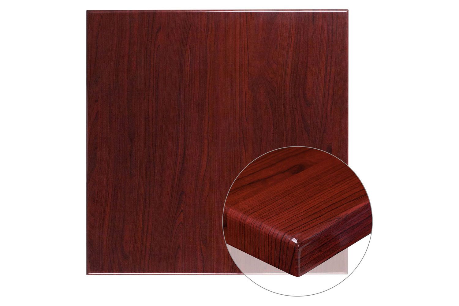 BLNK Glenbrook Square Resin High-Gloss Table Top with 2" Thick Drop-Lip