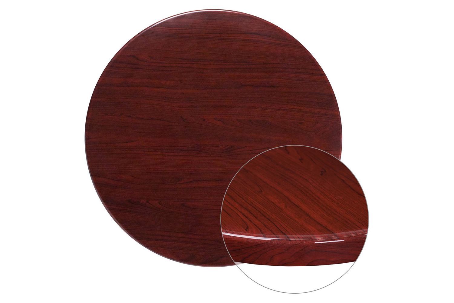 BLNK Glenbrook Round Resin High-Gloss Table Top with 2" Thick Drop-Lip