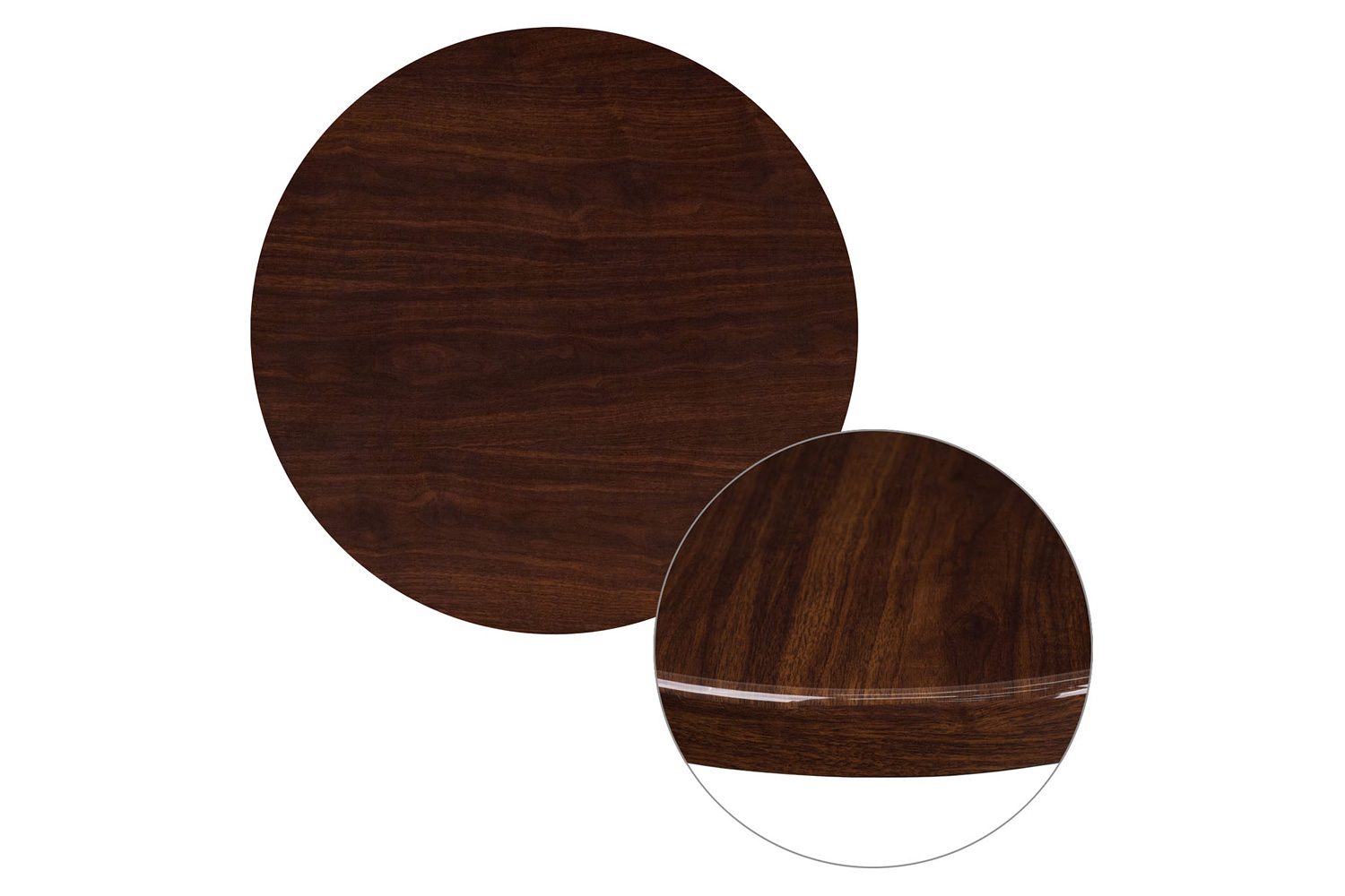 BLNK Glenbrook Round Resin High-Gloss Table Top with 2" Thick Drop-Lip