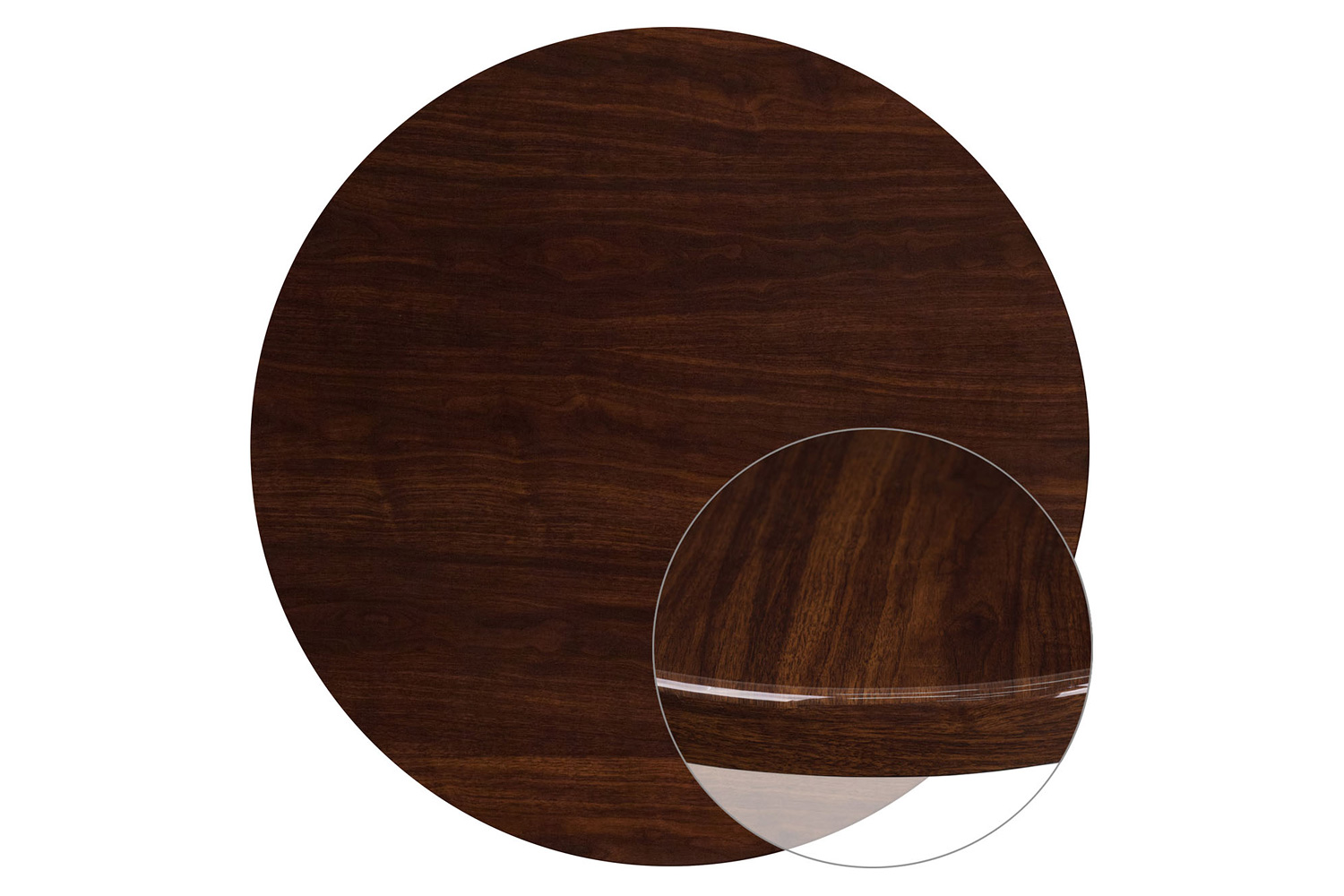 BLNK Glenbrook Round Resin High-Gloss Table Top with 2" Thick Drop-Lip