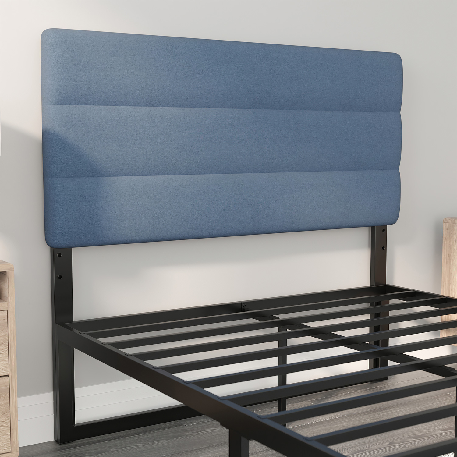 BLNK Paxton Fabric Channel Stitched Upholstered Adjustable Height Headboard - Blue, Full Size