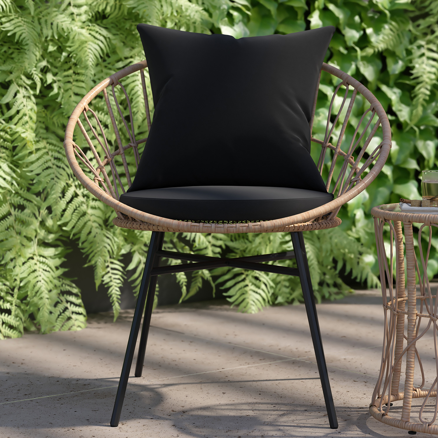 BLNK Devon Indoor-Outdoor Tan Bistro Set 3-Piece - Black